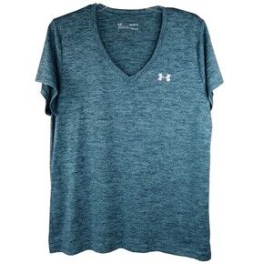 Under Armour Women's T-Shirt  XL Loose Fit UA Tech Twist V-Neck  HeatGear Green